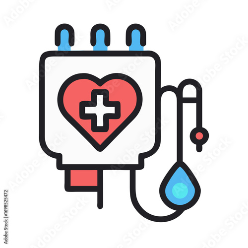Blood transfusion bag illustration for medical donation concept