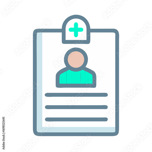 Medical record clip board icon with patient information simple