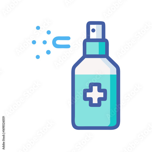 Cartoon style hand sanitizer spray bottle graphic illustration