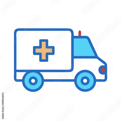 Stylized ambulance vector design with blue and black