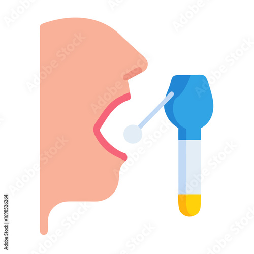 Flat illustration of throat swab test during medical examination