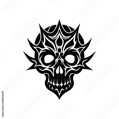 Abstract skull design featuring ornamental tribal style details in modern artwork Vector illustration