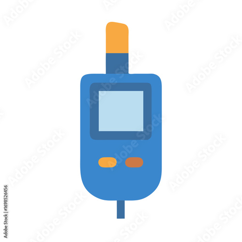 A digital blood glucose meter against a black backdrop