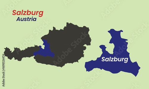 Map of Austria, Map of Austria states Vector Illustration, Burgenland, Carinthia, Lower Austria, Upper Austria, Salzburg, Styria, Tyrol (Tirol), Vorarlberg, Vienna.
