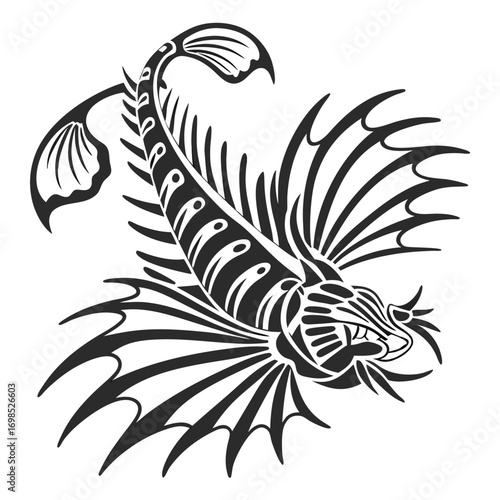 Wallpaper Mural Tribal lionfish illustration black and white Torontodigital.ca