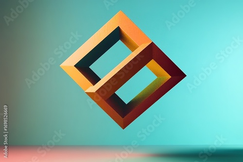 floating geometric shapes with shifting perspectives optical illusion