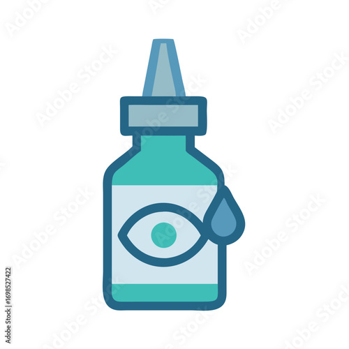 Illustration of eye drop bottle with eye graphic isolated
