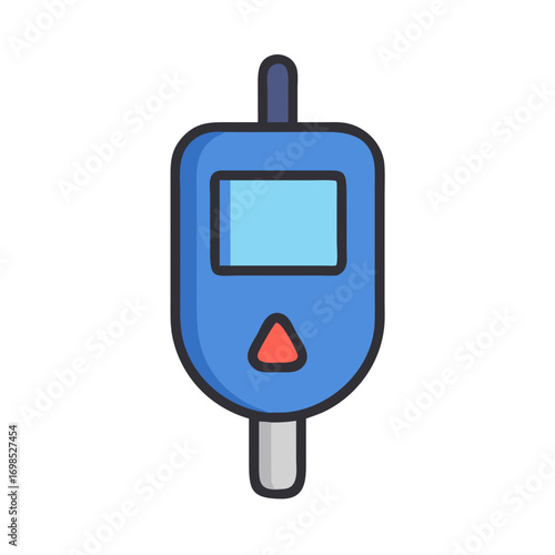 Digital Blood Glucose Meter Illustration on Black Background