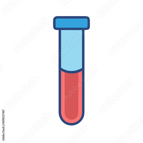 Illustration of test tube with blue and red liquid