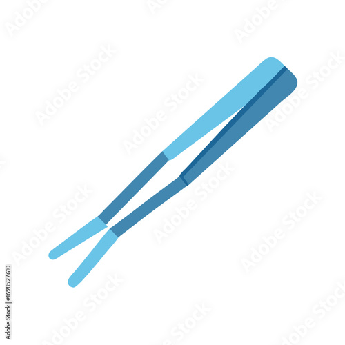 Flat vector design of blue surgical tweezers on black background