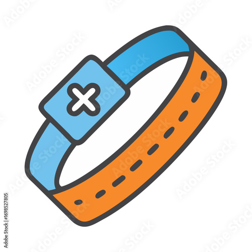 Cartoon style tourniquet with cross symbol for medical design