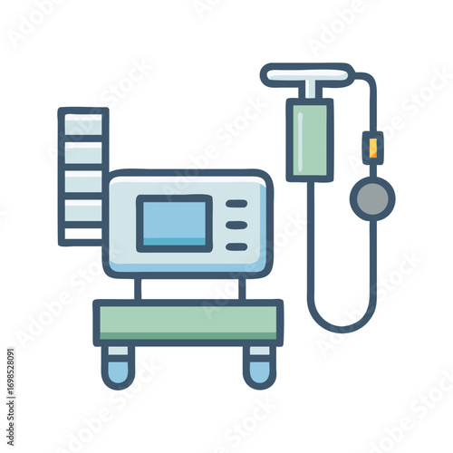 Medical machine illustration on black background, healthcare device