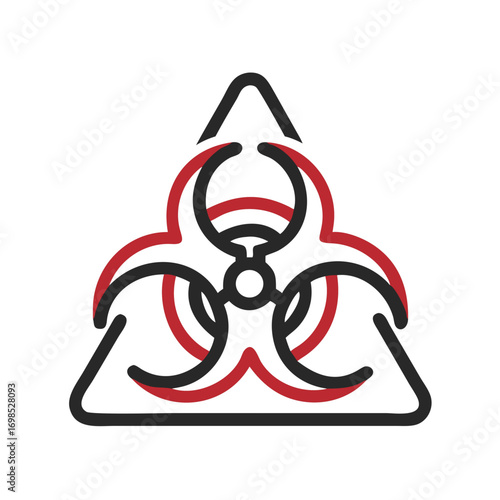 Biohazard Symbol Illustration with Red Accent on Black Background