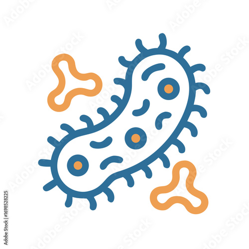 Illustration of bacteria, virus, infection on black background