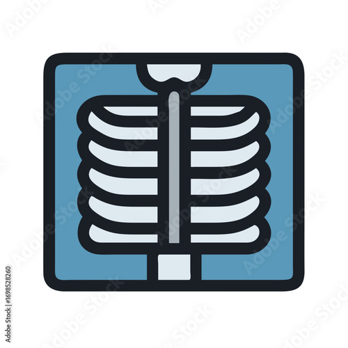 Flat design x-ray of human ribcage with spine