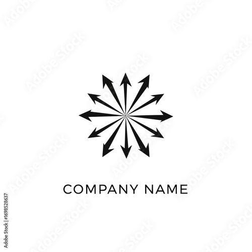 Abstract logo design featuring radiating arrows representing expansion and growth.