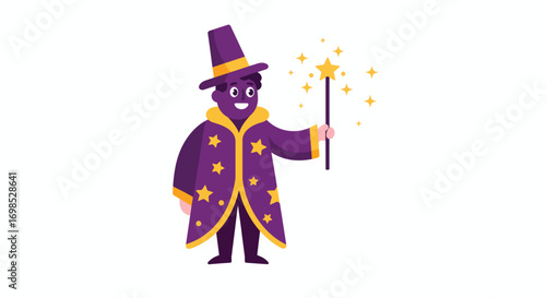 Magician with wand and stars