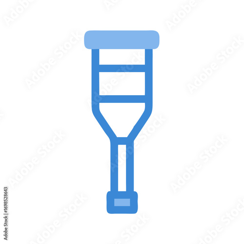 Blue crutch icon on black background for medical support