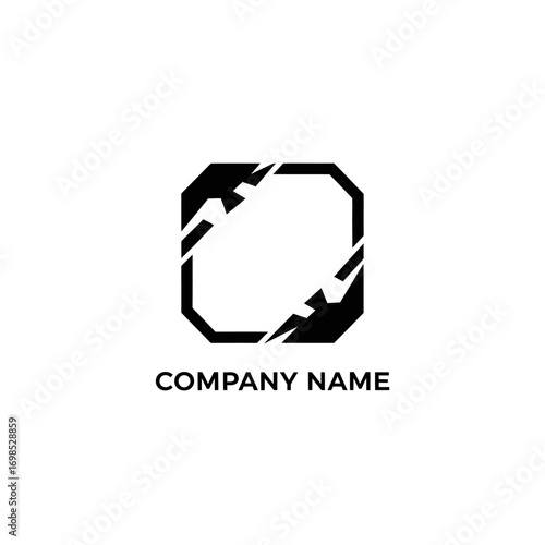 Abstract Square Logo with Geometric Cutouts for Modern Company Branding.