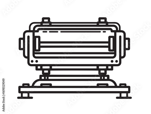 Professional bending machine icon in minimal vector line art