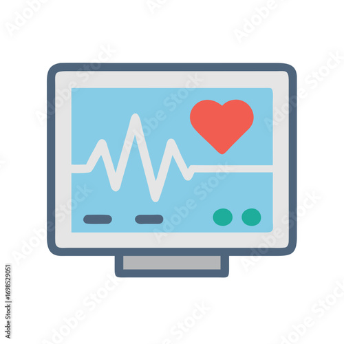Flat vector icon of heart rate monitor screen display