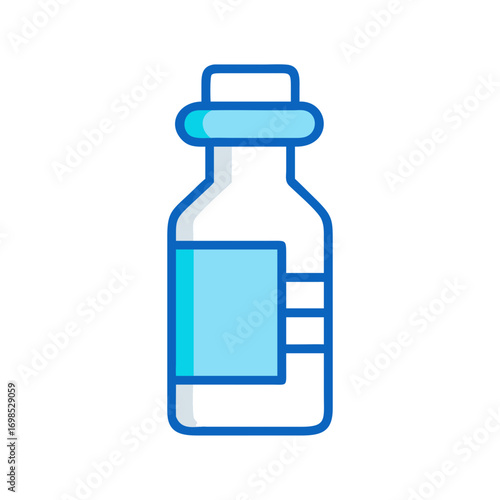 Blue medicine bottle icon isolated against a black background