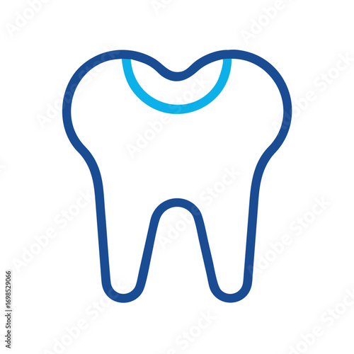 Tooth with Filling Line Art on Black Background