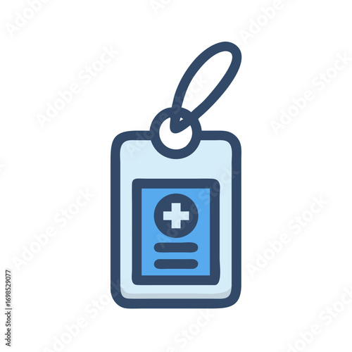 Medical ID badge isolated on black, healthcare concept art