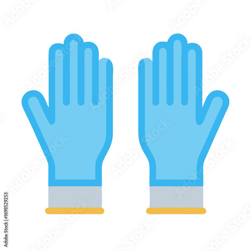 Pair of light blue protective gloves on black background