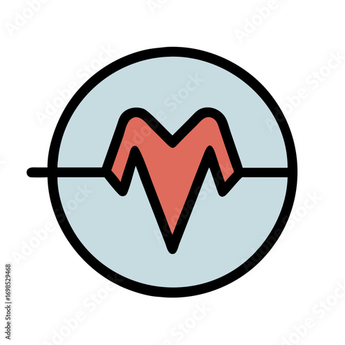 Abstract minimalist heartbeat signal in a circle illustration art