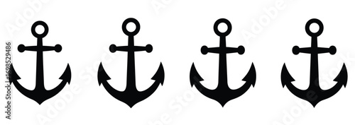 WebClassic black anchor icons for nautical designs and seaside themes, perfect for graphic design projects, maritime illustrations, and coastal branding, create a bold seafaring statement