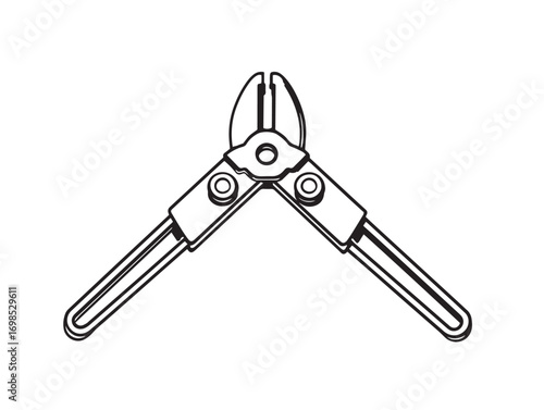 Clean bolt cutter icon in elegant minimal vector format