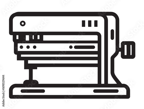 Modern bending machine illustration in stylish crisp outline design
