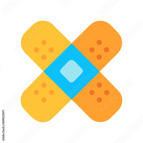 Crossed bandages adhesive plasters vector illustration on black background