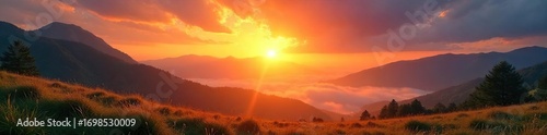 Serene sunrise over a tranquil landscape, conveying peace, faith, and divine connection Perfect for meditation, prayer, or spiritual reflection themes , stillness, yoga, sacred