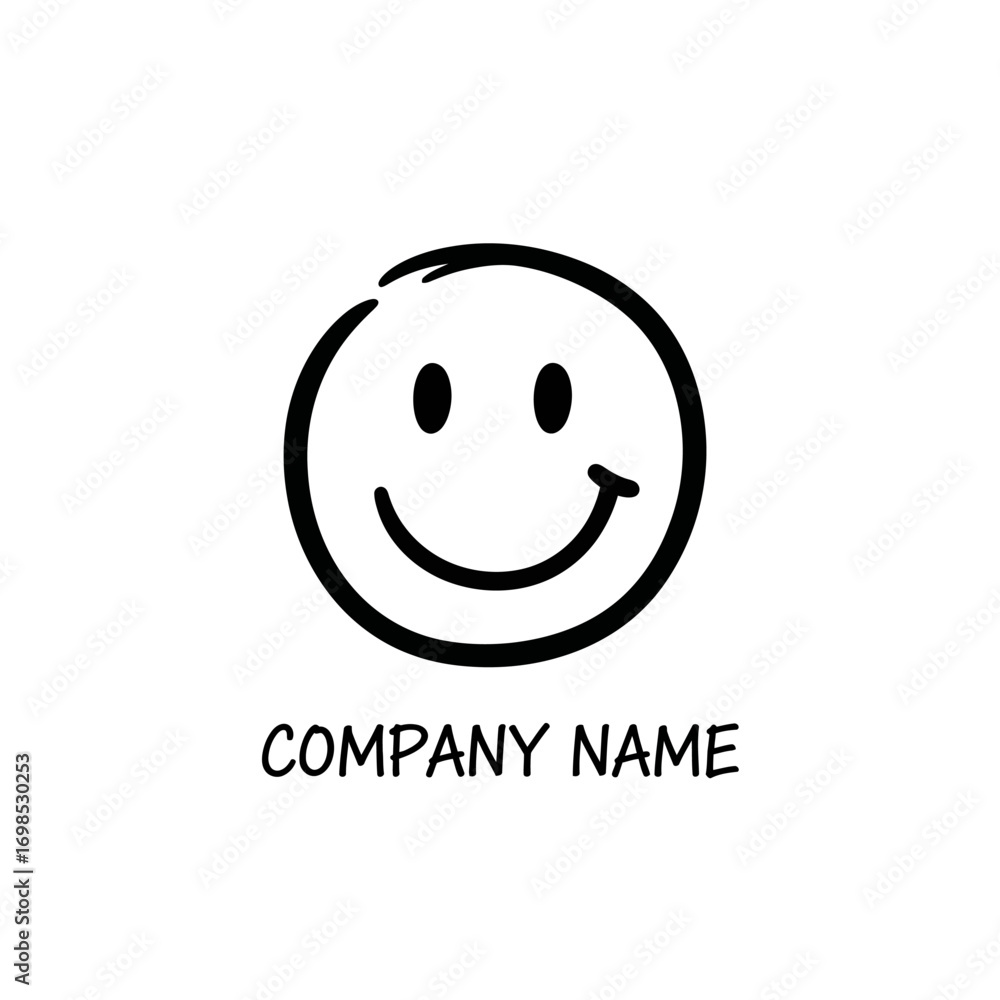 Fototapeta premium Hand Drawn Smiley Face Company Logo Design.