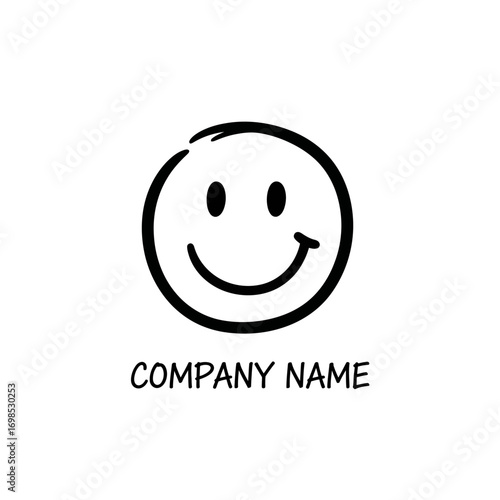 Hand Drawn Smiley Face Company Logo Design.