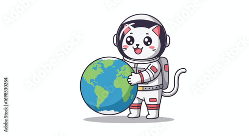 Astronaut cat hugging Earth