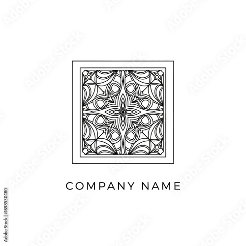 Intricate symmetrical design within a square frame representing elegance and artistry.