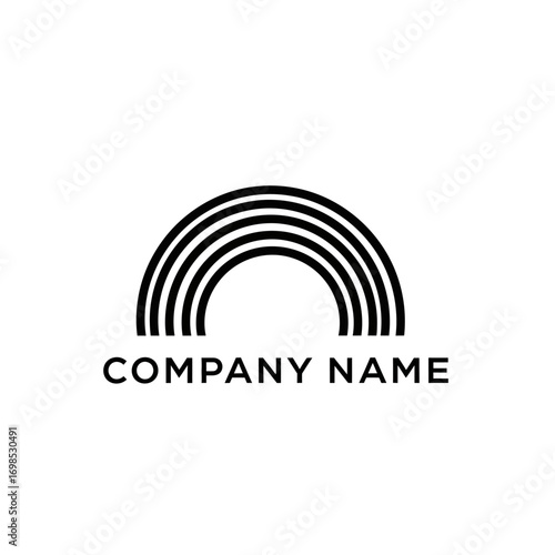Minimalist abstract arched lines logo design company name branding identity symbol.