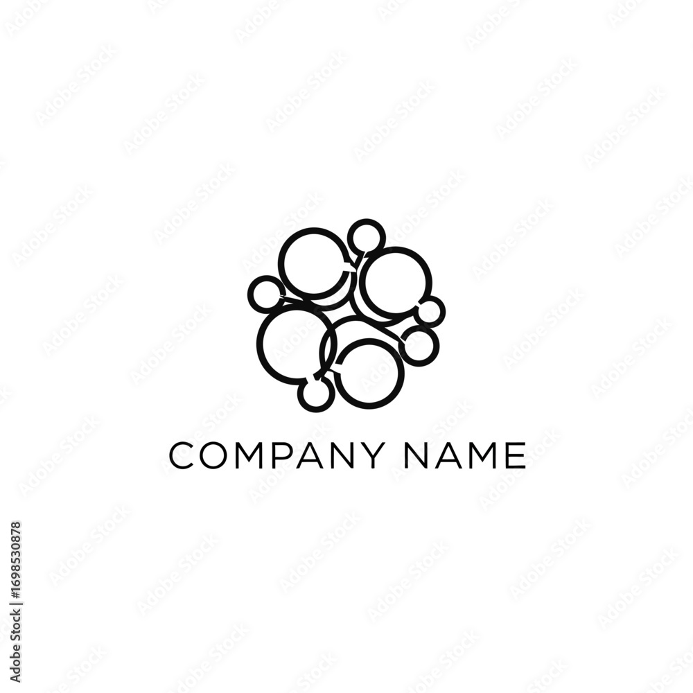 Obraz premium Modern minimalist logo design of interconnected circles.