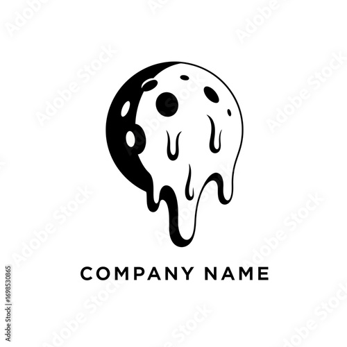 Wallpaper Mural Monochrome logo of a melting spotted sphere or planet. Torontodigital.ca