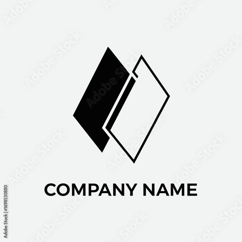 Modern minimalist logo design with two overlapping rhombus shapes.