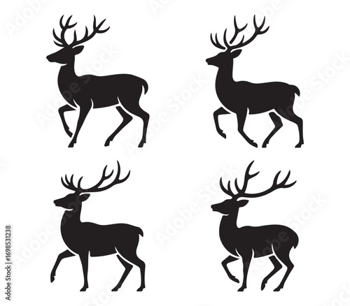 Wild deer vector silhouettes – stag animal illustration bundle with antlers for forest, woodland, hunting, wildlife, and natural outdoor themed artwork