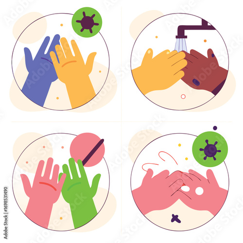 Learn proper handwashing techniques to stay healthy and prevent germ spread with colorful illustrations