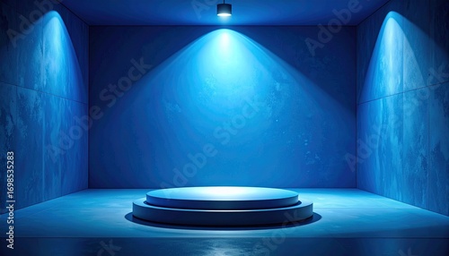 Blue background for product presentation with beautiful lights and shadows