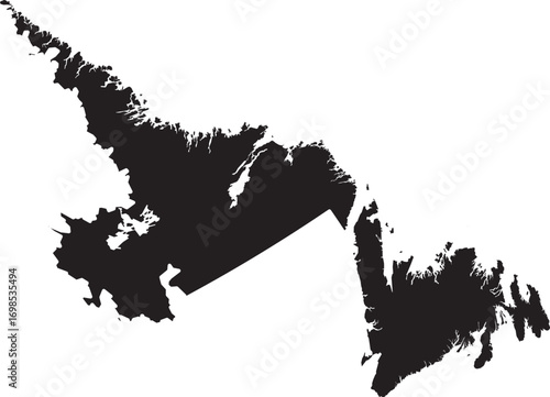 Newfoundland and Labrador Canada Province Map Silhouette High Detail Editable