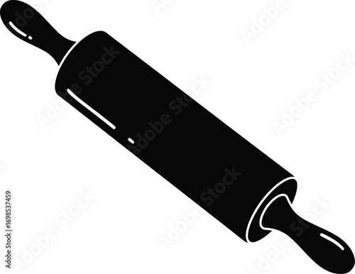 Vector illustration of a black rolling pin ideal for culinary designs and baking graphics