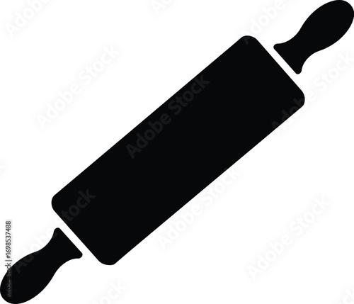 Simple black silhouette rolling pin vector graphic ideal for baking and kitchen designs scalable eps