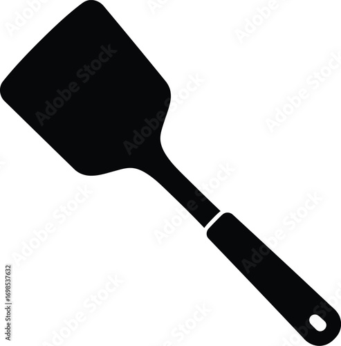 Black silhouette of a spatula kitchen utensil vector illustration for cooking and food preparation